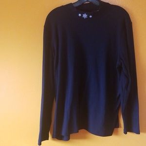 Blair Black & White Snowflakes Long Sleeve Shirt